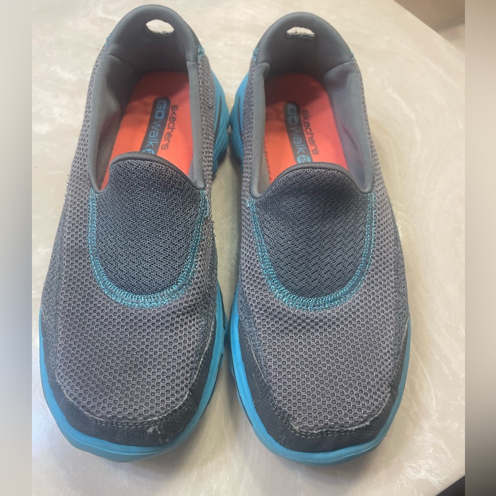 Gray and Blue Slip-On Sketchers size 7 Women's shoes